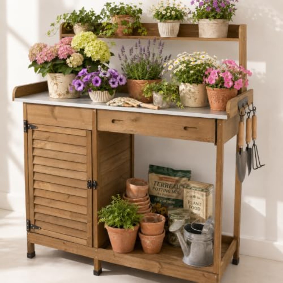 Garden Bench Metal - Potting Bench Table Work Bench with
