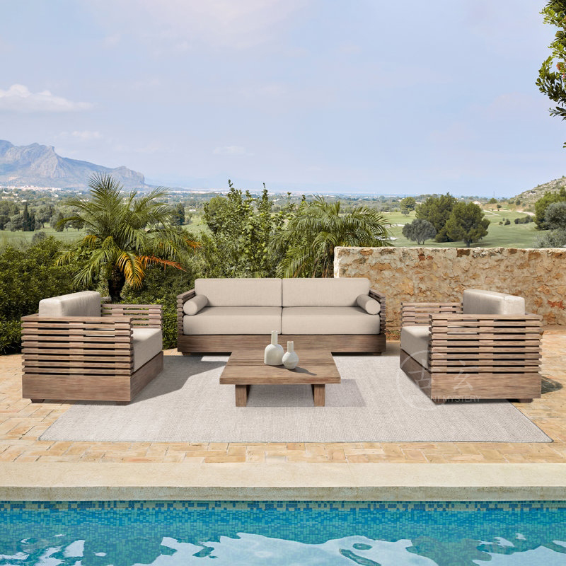 Outdoor Furniture Upholstery - ！@Modern Luxury Outdoor Teak Sofa and