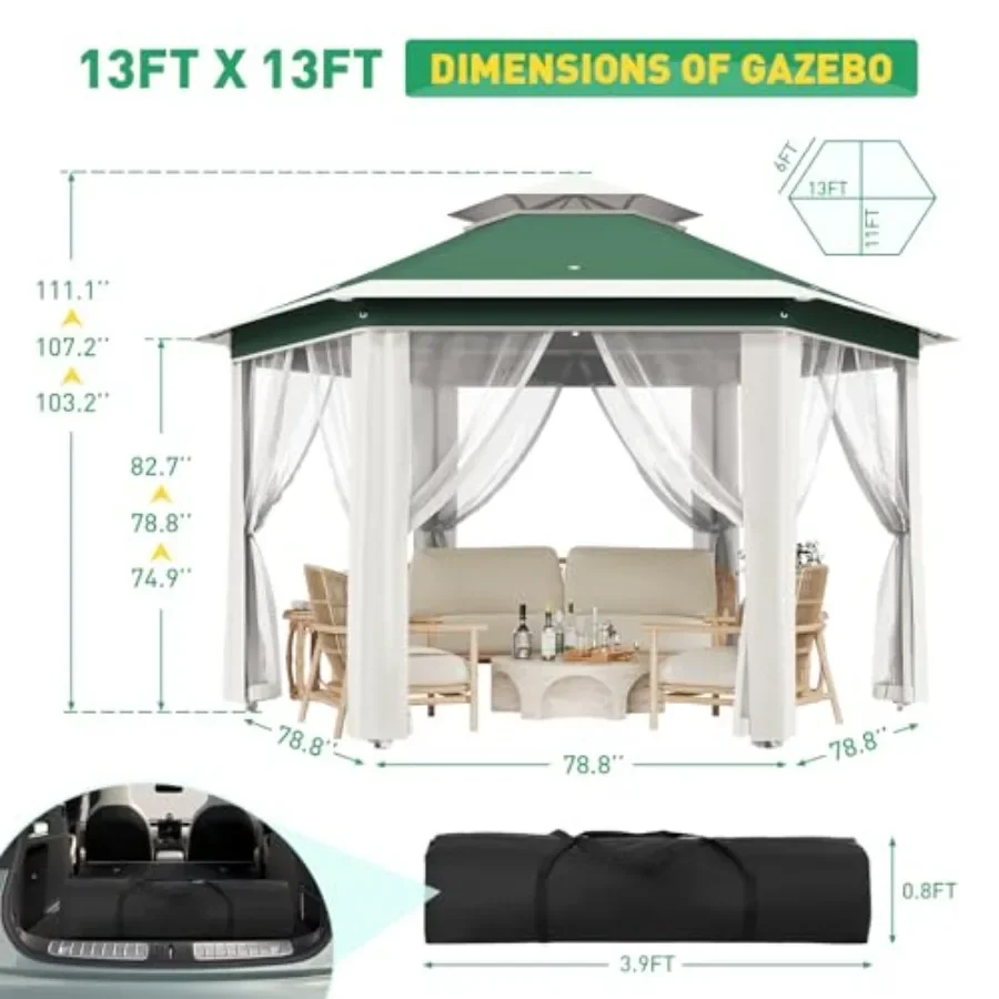 13'x13' Pop Up Gazebo Hexagona - Gazebo Pop Up 评论和价格