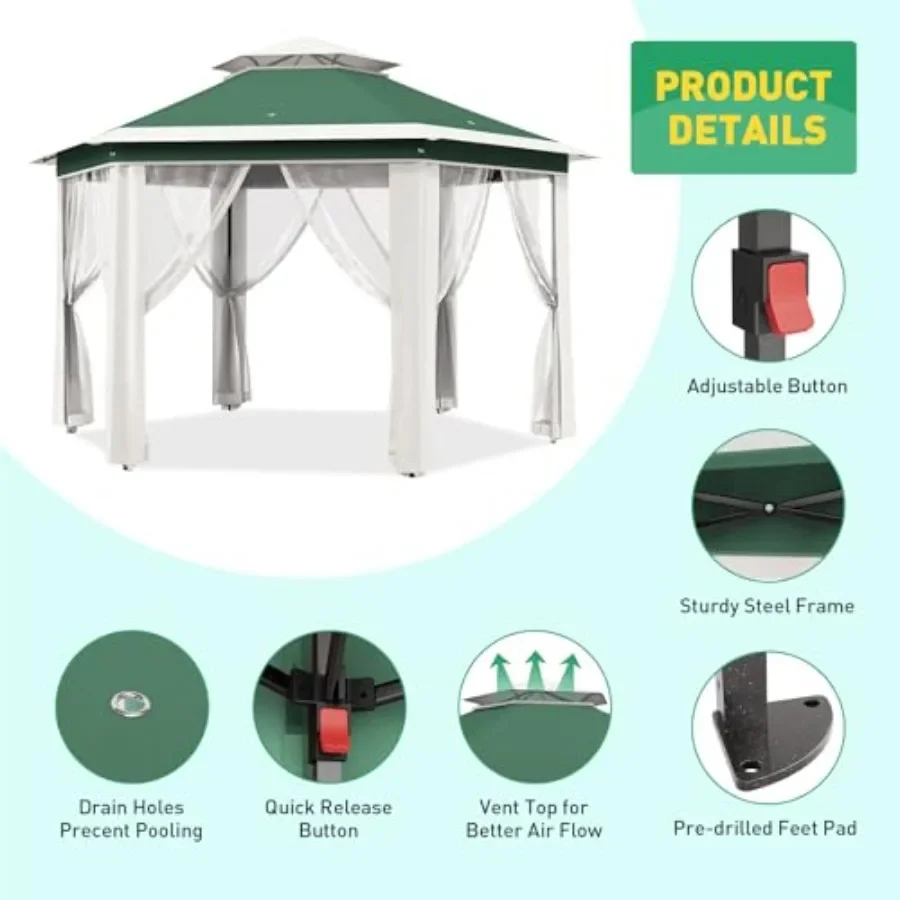 13'x13' Pop Up Gazebo Hexagona - Gazebo Pop Up 评论和价格