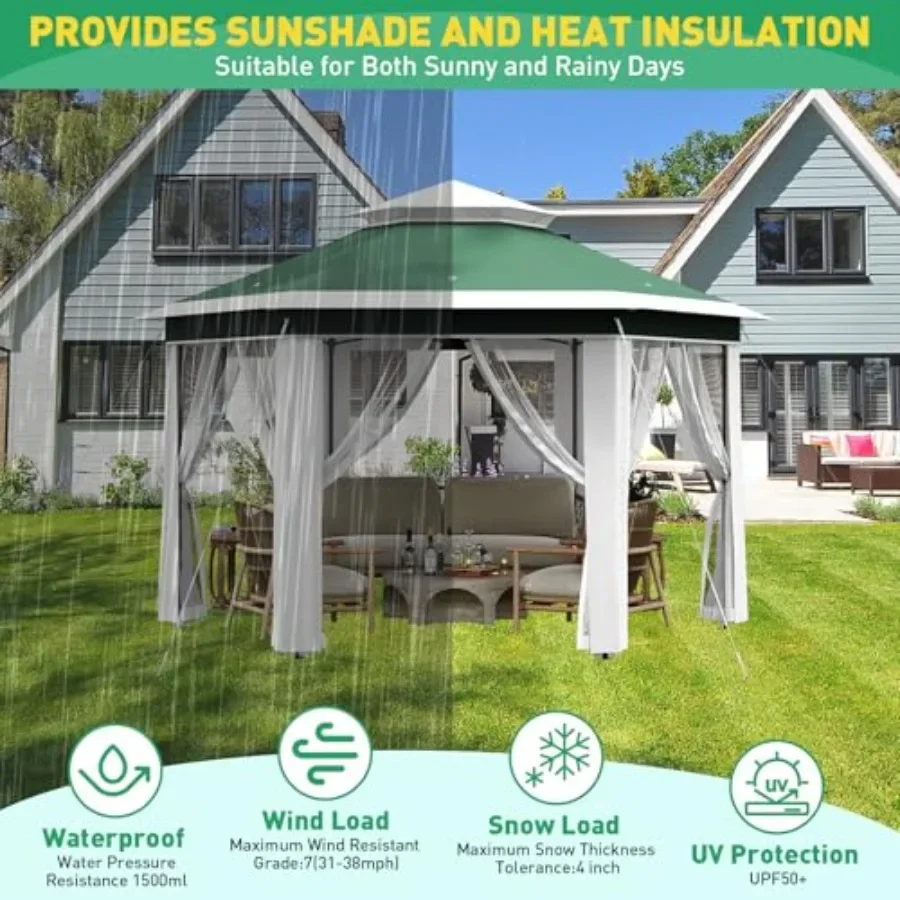 13'x13' Pop Up Gazebo Hexagona - Gazebo Pop Up 评论和价格