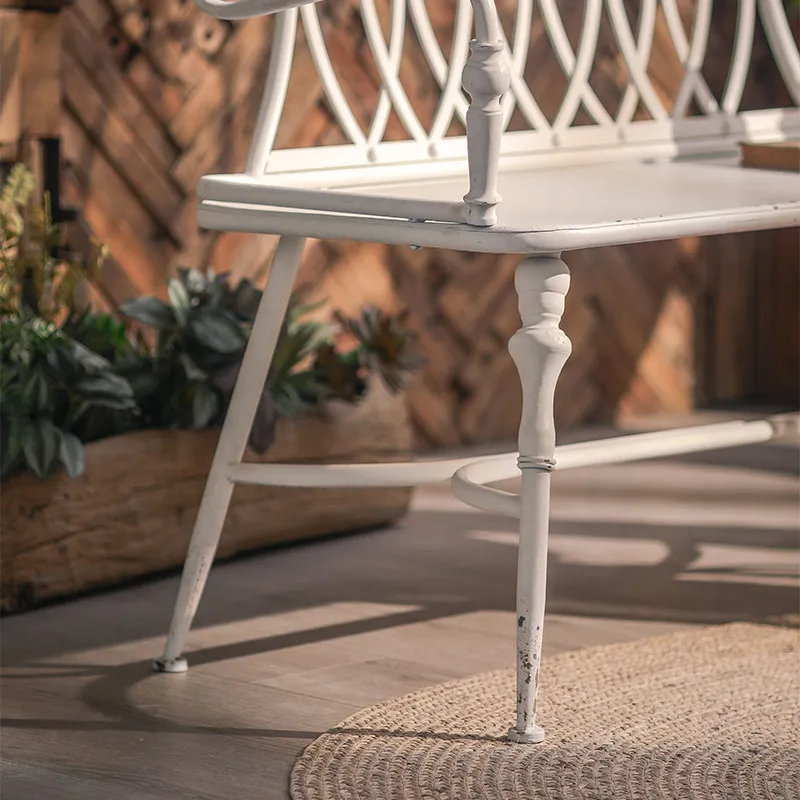 French vintage distressed cour - Garden Bench Metal 评论和价格