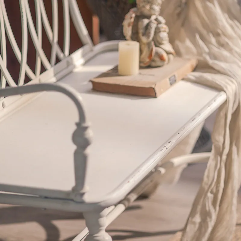 French vintage distressed cour - Garden Bench Metal 评论和价格