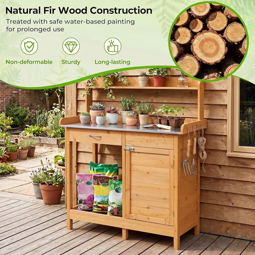 Outdoor Potting Bench Table Wo - Garden Bench Metal 评论和价格