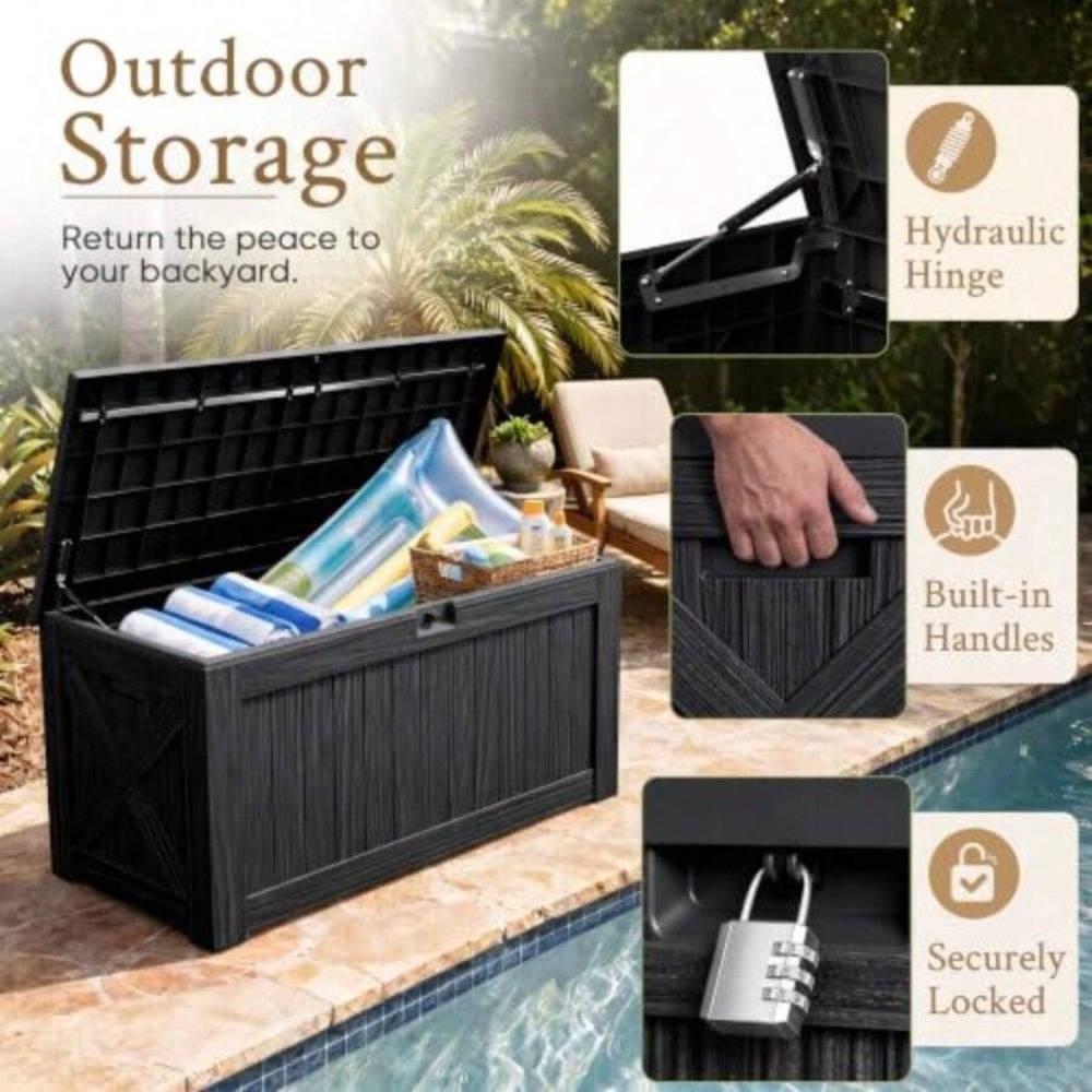 120 Gallon Deck Box Outdoor St - Outdoor Furniture Bench 评论和价格