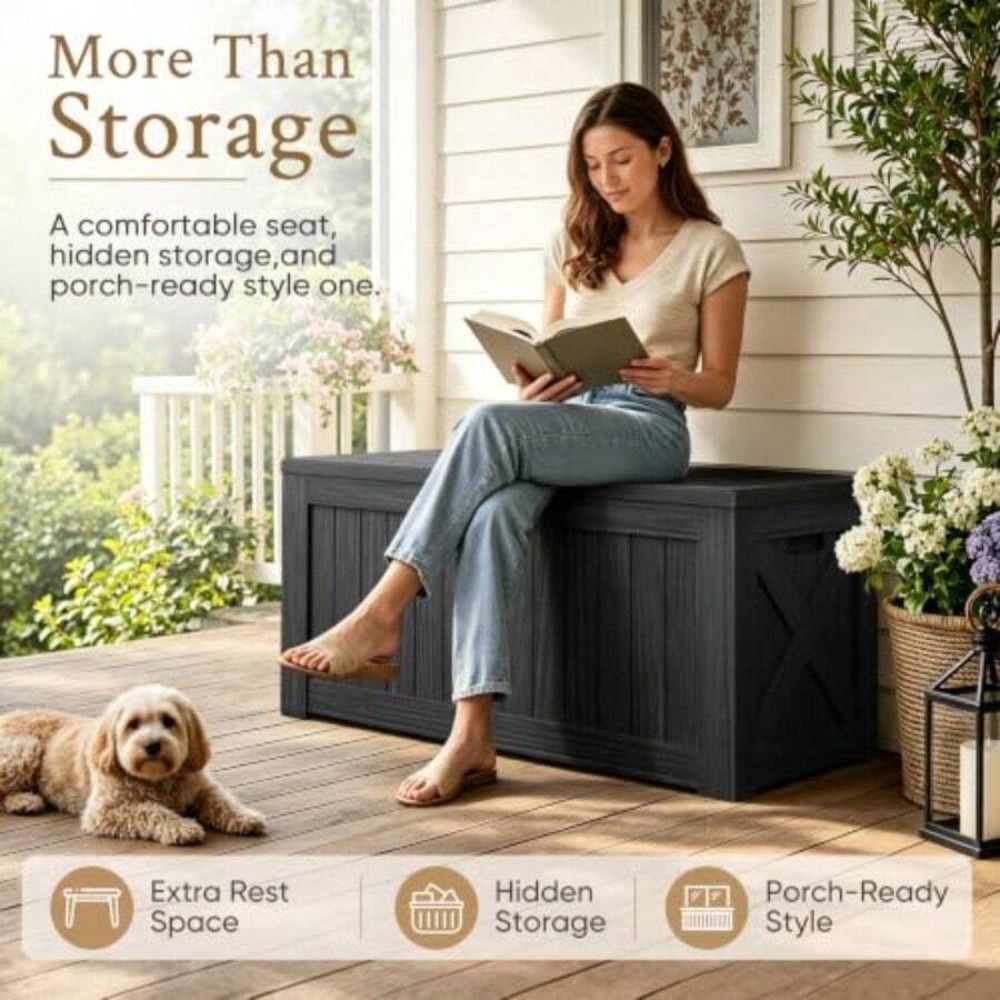 120 Gallon Deck Box Outdoor St - Outdoor Furniture Bench 评论和价格